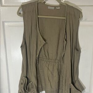 Liz Claiborne Linen Khaki Vest